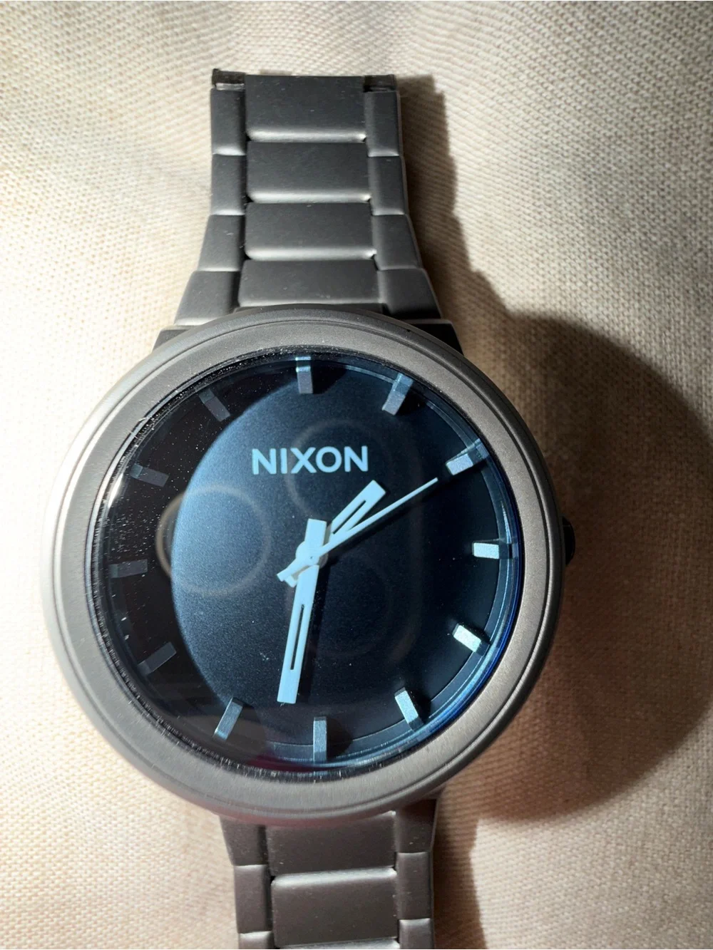 Nixon Black Dial Stainless Steel Watch - Gray Bracelet